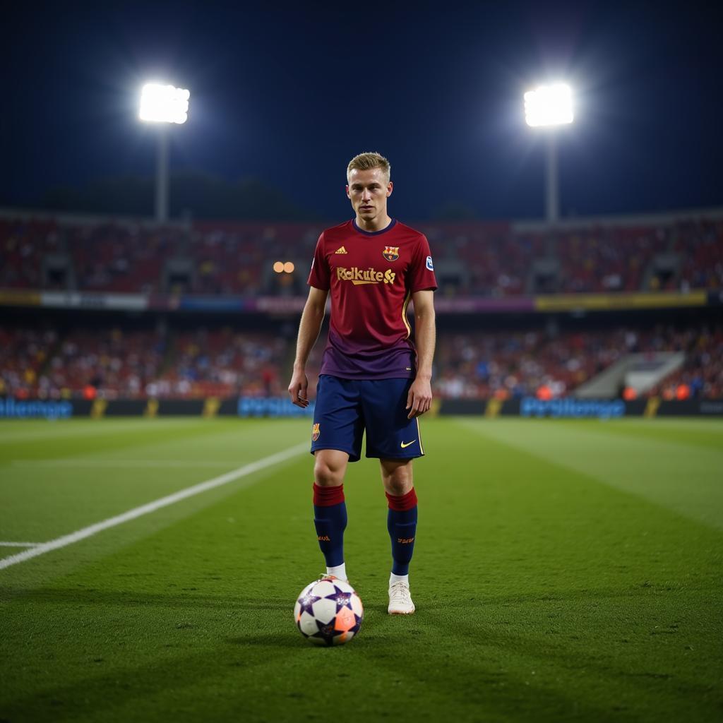 Frenkie de Jong practicing free kicks on campo las palmas