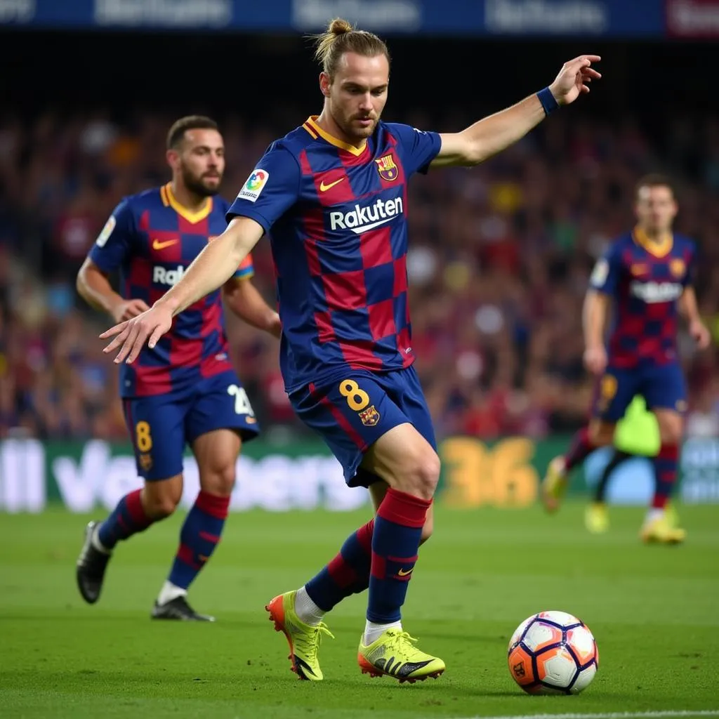 Frenkie de Jong executes a precise pass during a match for FC Barcelona