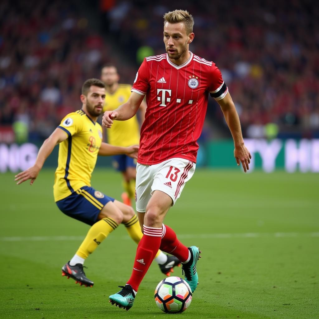 Frenkie de Jong scanning the field before receiving a pass.