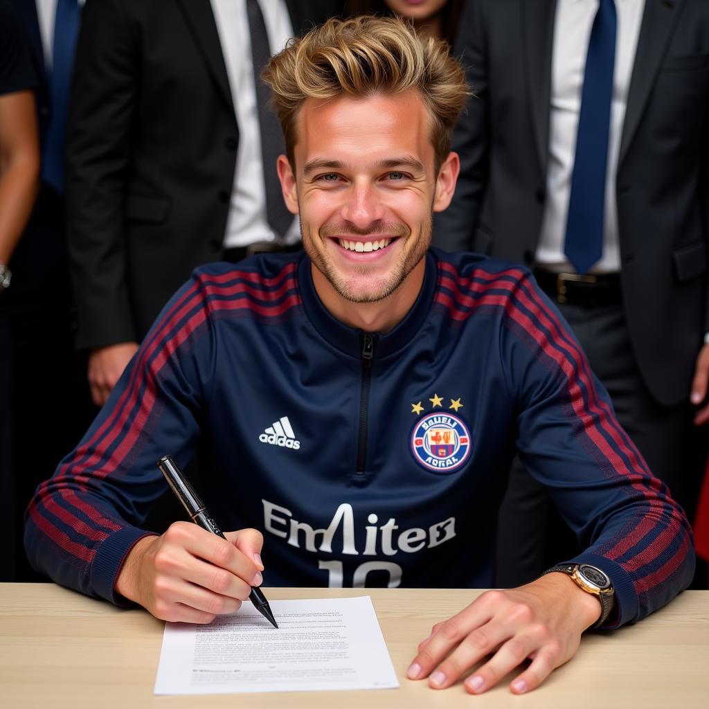 Frenkie de Jong signing a contract