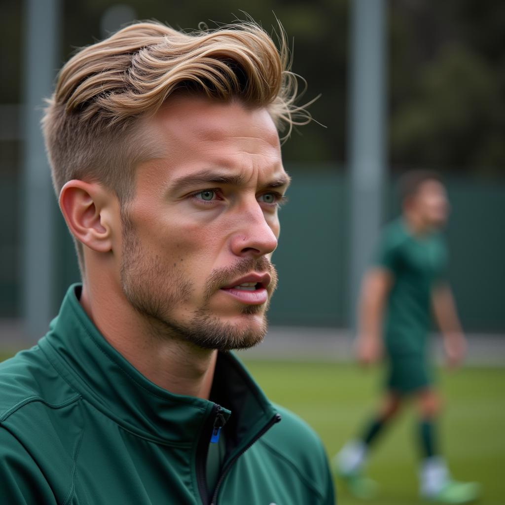 Frenkie de Jong training on the pitch