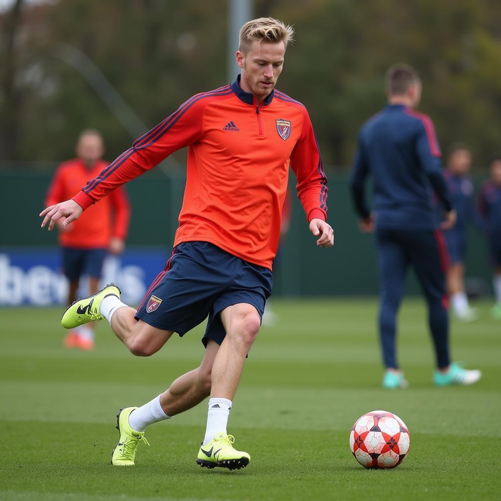 Frenkie de Jong training with intensity