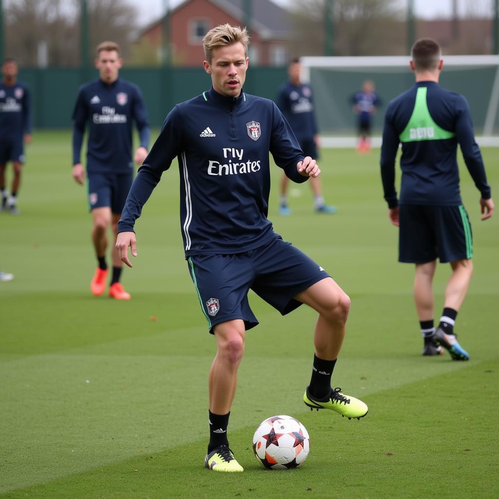 Frenkie de Jong honing his skills during a training session with Barcelona