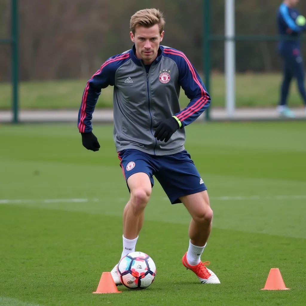 Frenkie de Jong practicing ball control drills