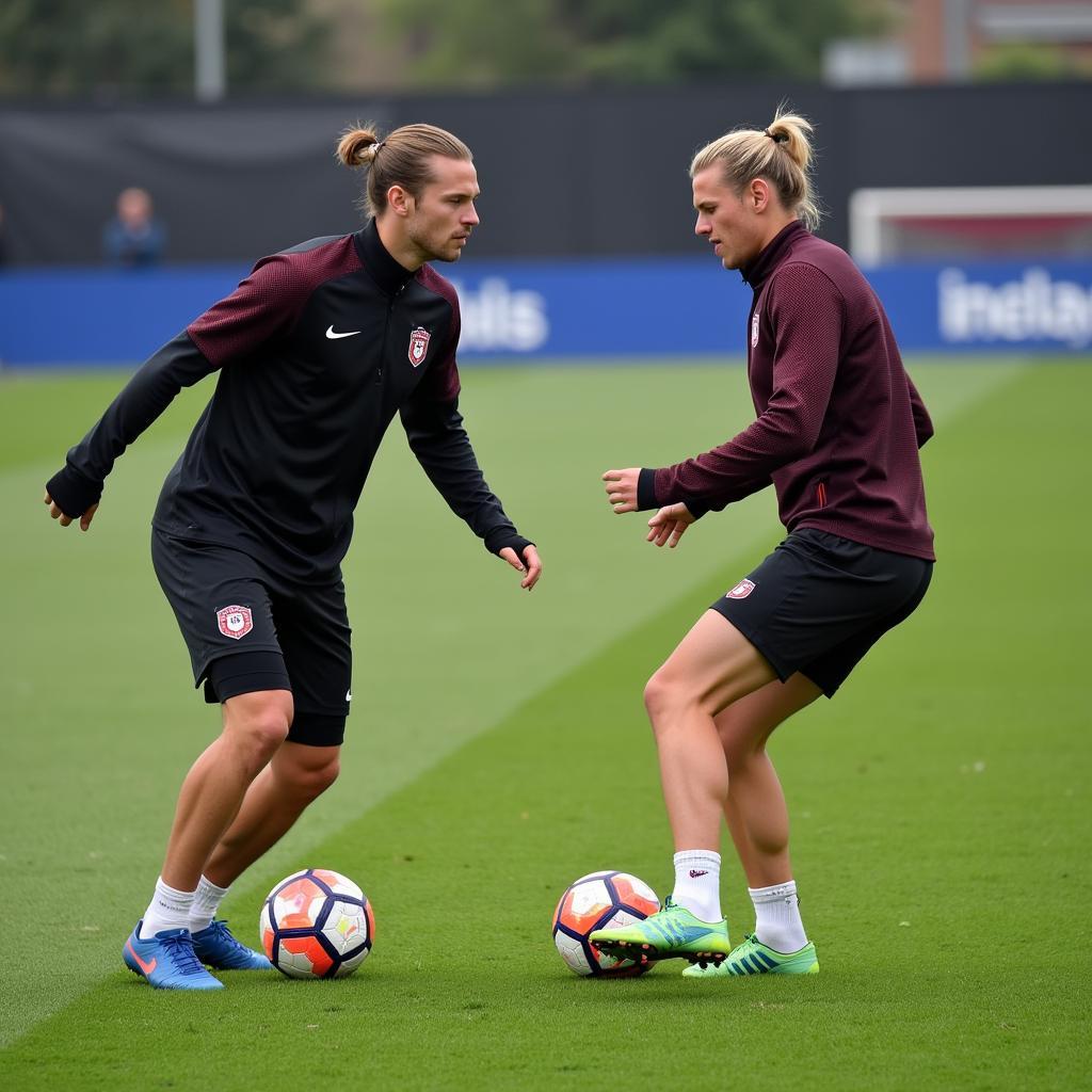 Frenkie de Jong honing his passing skills on the training ground