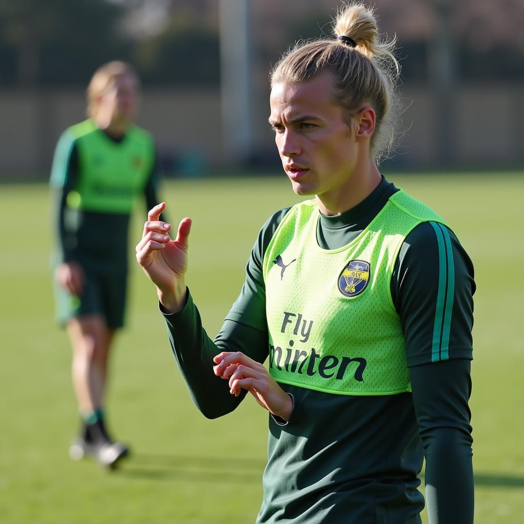 Frenkie de Jong practicing his passing during a training session