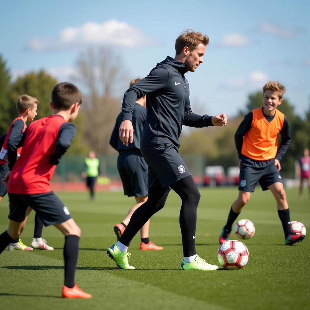 Frenkie de Jong leading a training session