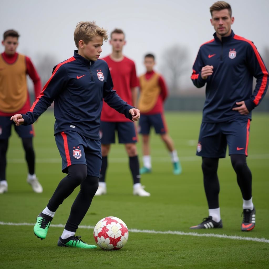 Frenkie de Jong training with his academy team