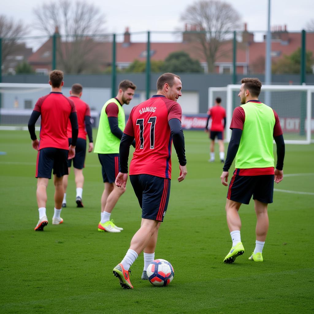 Frenkie de Jong training with teammates