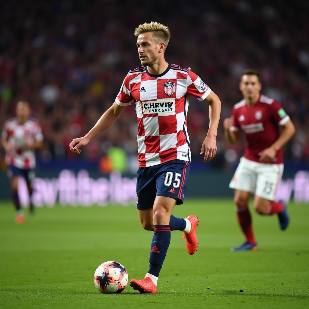 Frenkie de Jong executing a precise pass