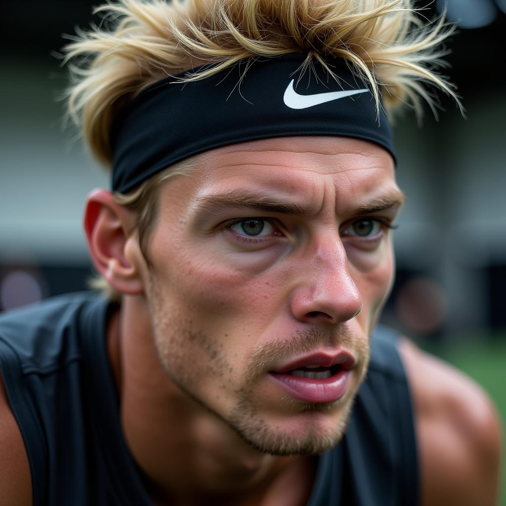 Frenkie de Jong sporting a headband crown during a training session