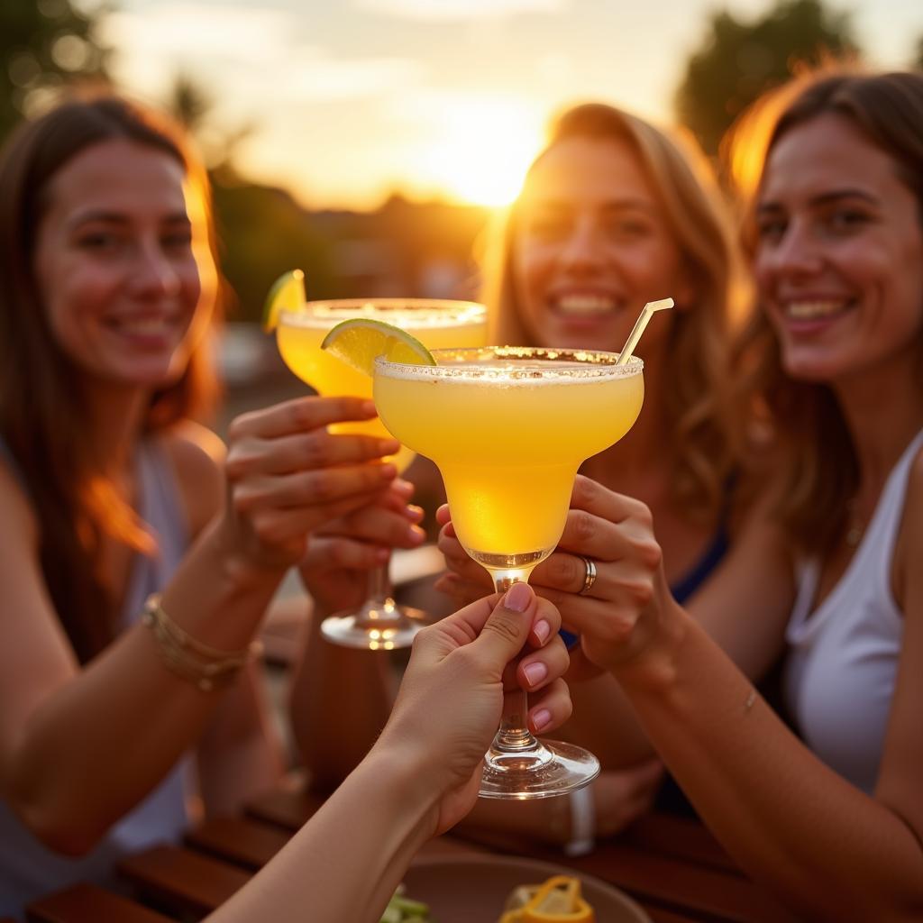 Friends sharing margaritas and laughter