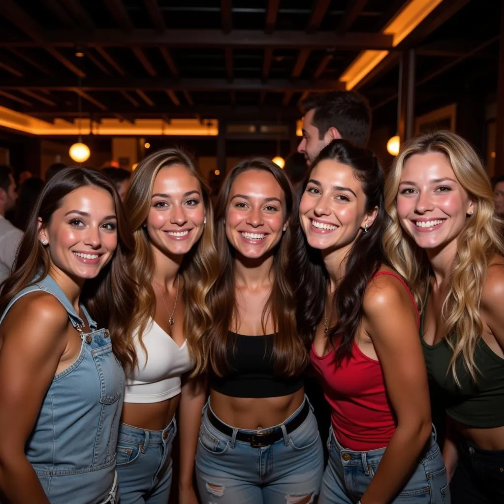 Friends posing for a photo during a night out