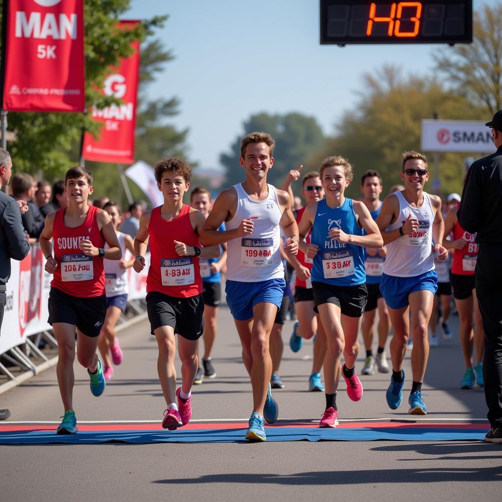 Runners Crossing the Finish Line at the G-Man 5k