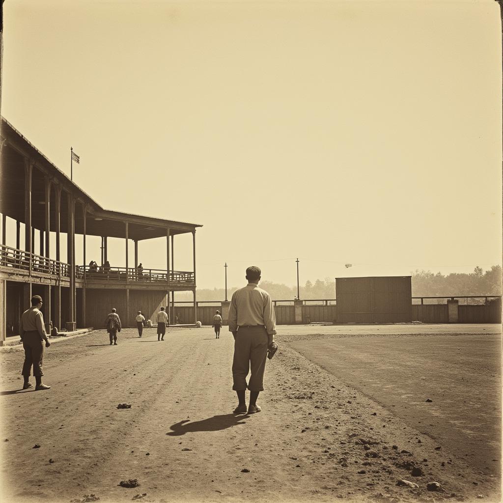 Early 20th century baseball field, simple and unrefined