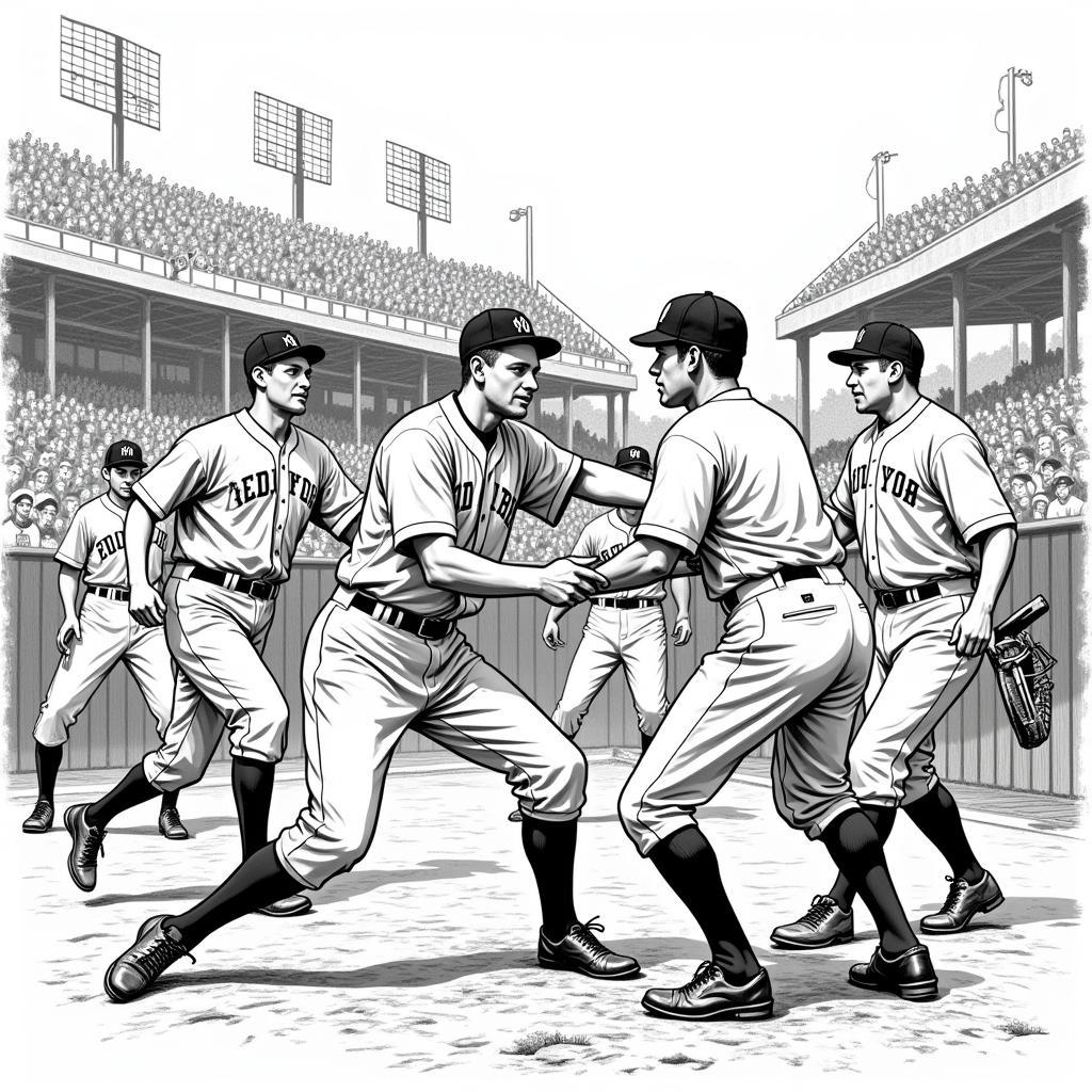 Vintage illustration depicting gashouse baseball