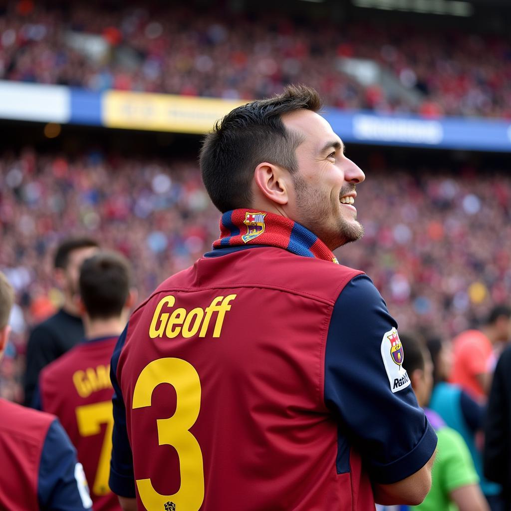 A Football Fan Wearing a Geoff Jersey