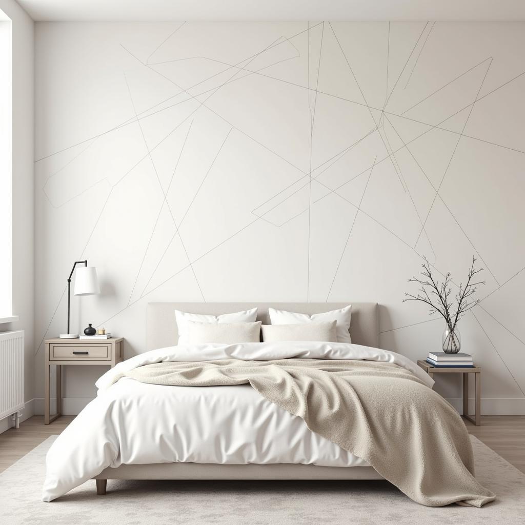 Geometric Angles Wallpaper in a Minimalist Bedroom