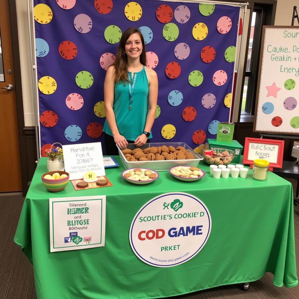 Girl Scout cookie booth game set up