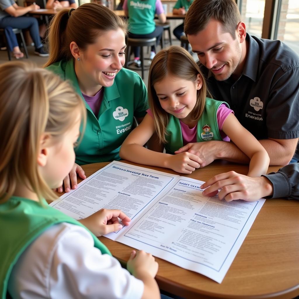 Girl Scout Leader Explaining Permission Form