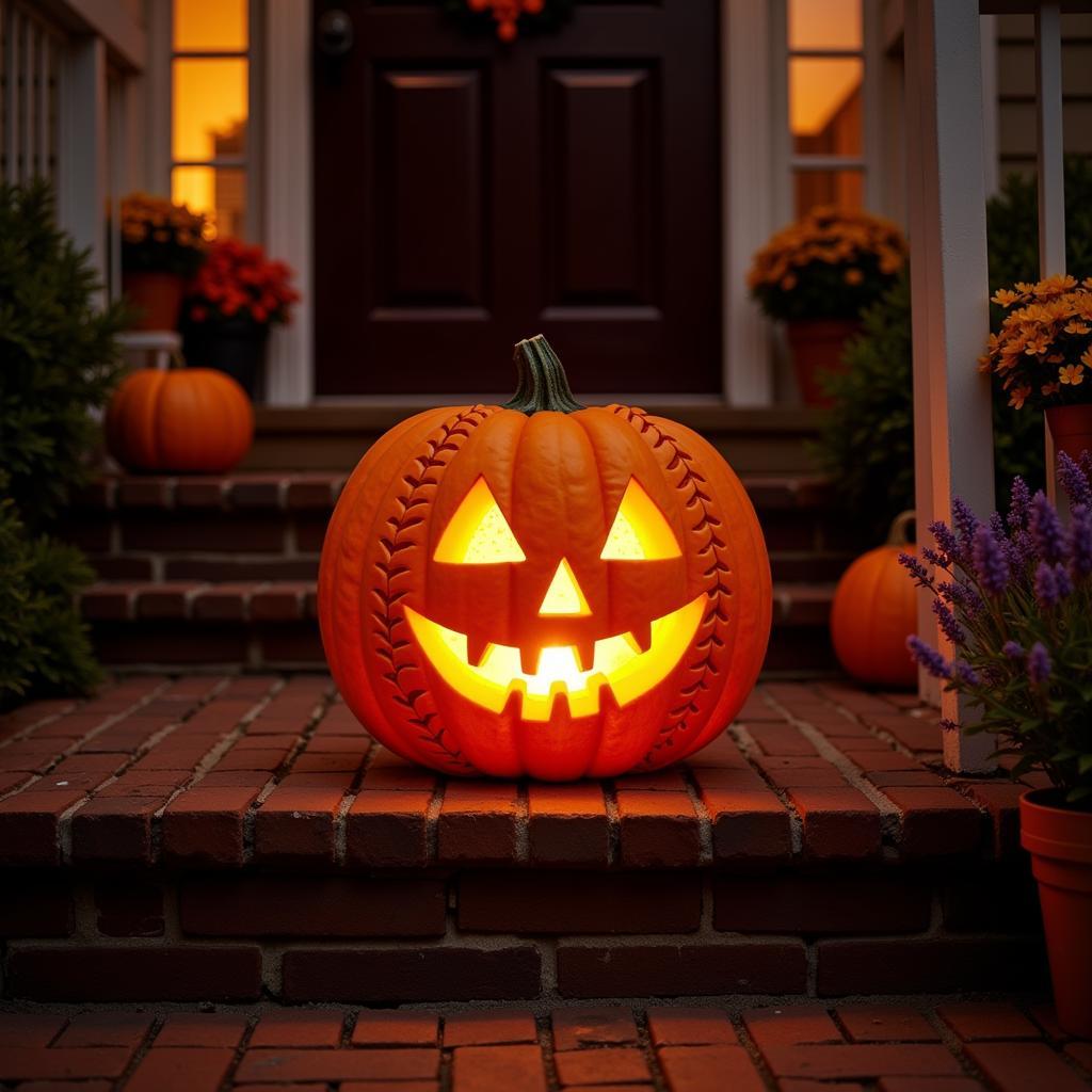 Glowing Baseball Jack O'Lantern