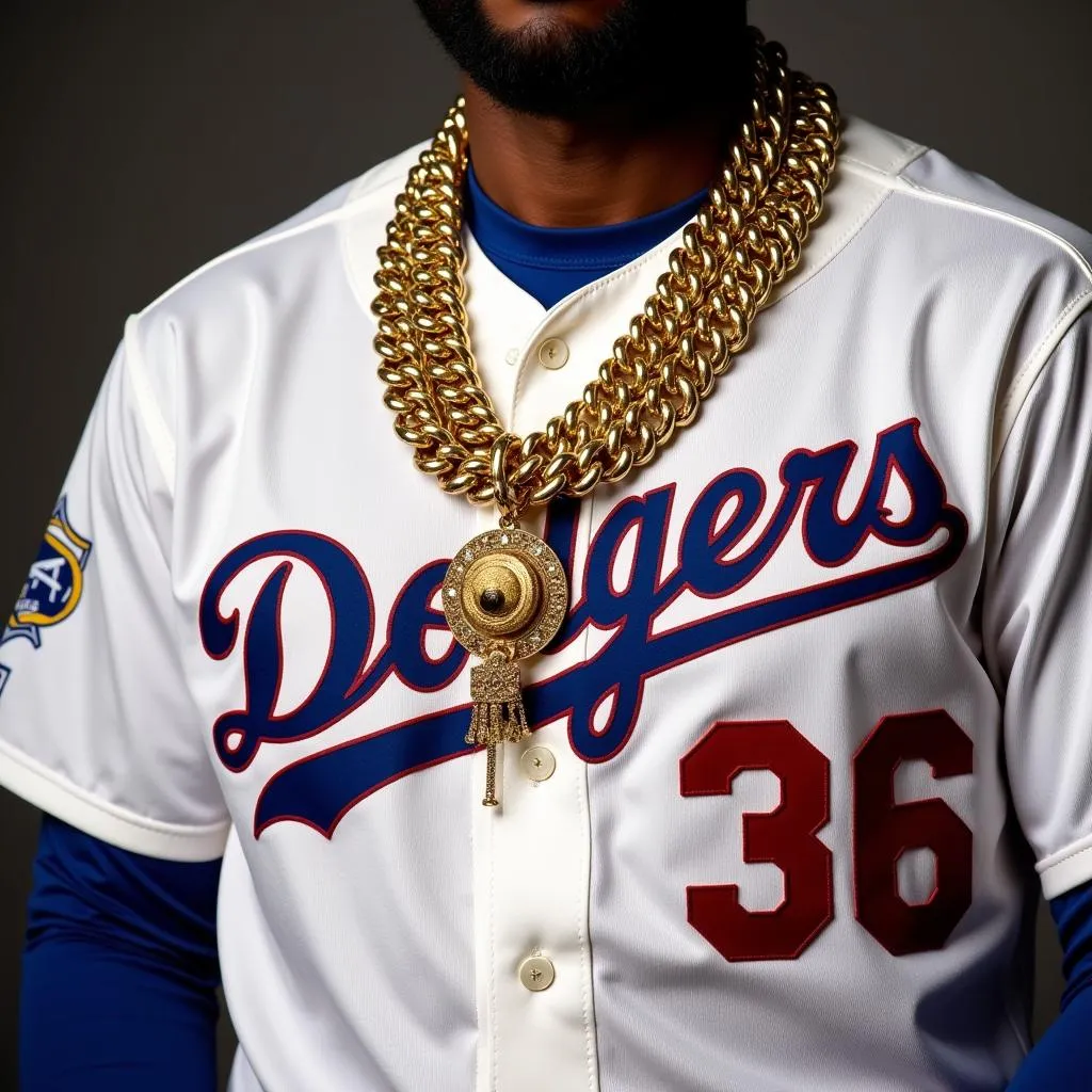 Baseball Player Wearing Gold Chain