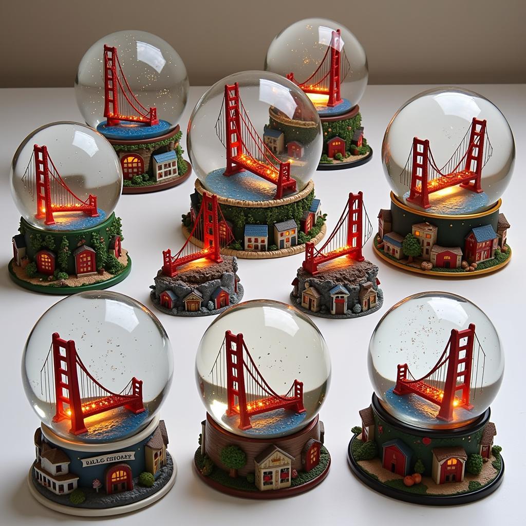 Different Styles of Golden Gate Bridge Snow Globes