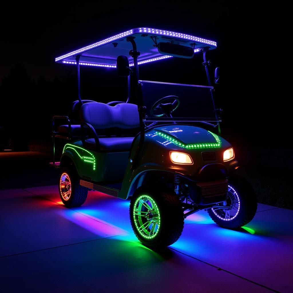 Golf Cart Outfitted with LED Glow Lights