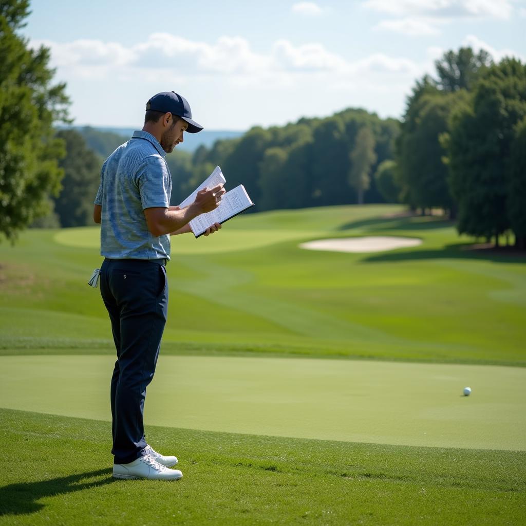 Golfer Planning His Next Shot