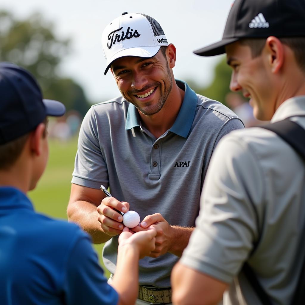 Golf Pro signing a golf ball