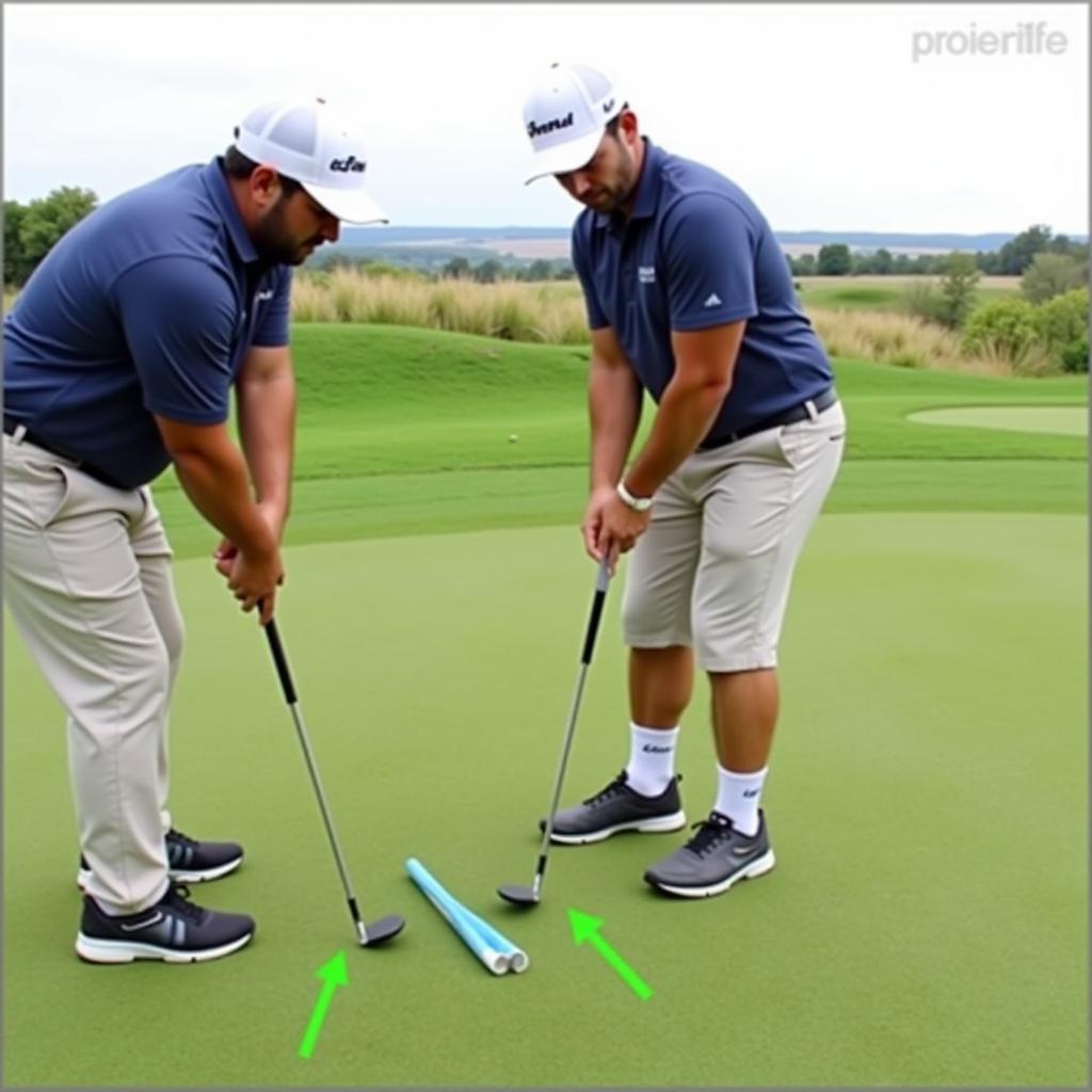 Golfer Using a Two Way Chipper