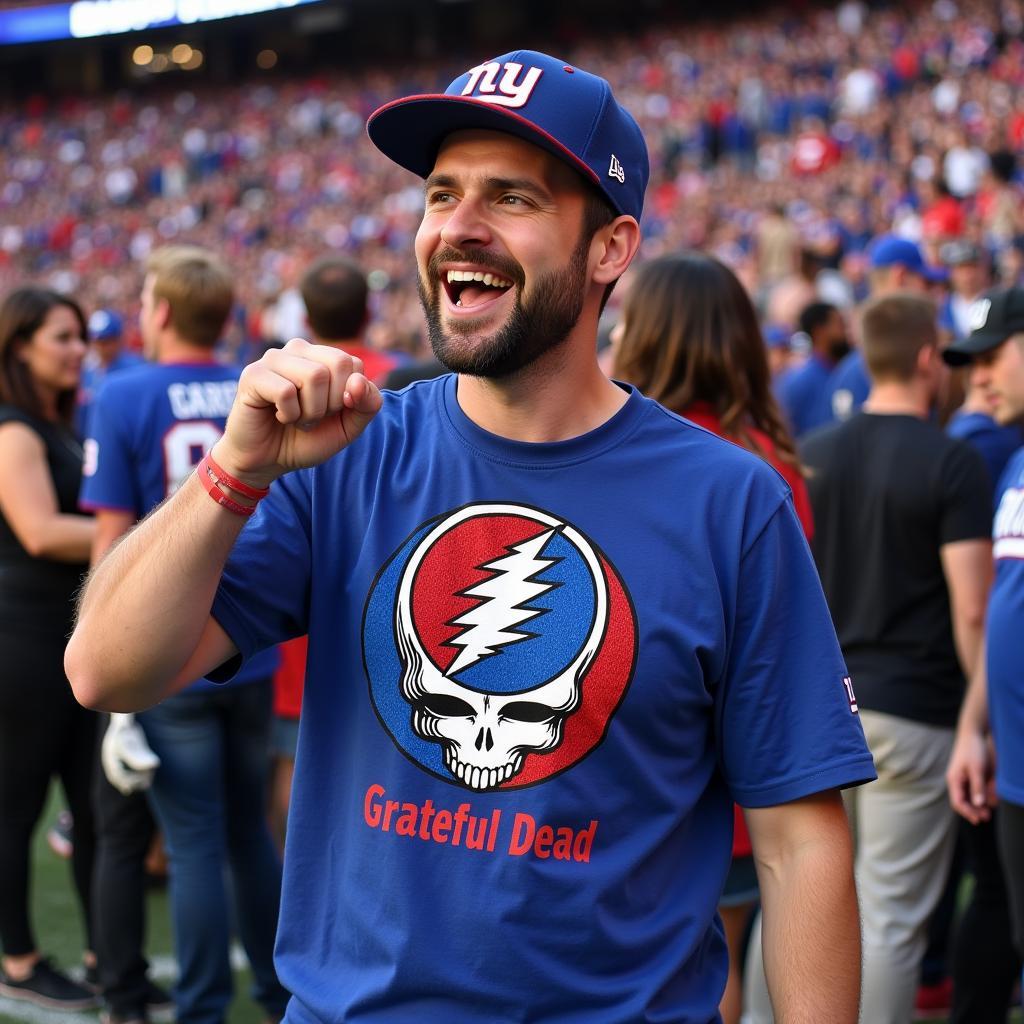 Grateful Dead NY Giants Shirt Worn By a Fan