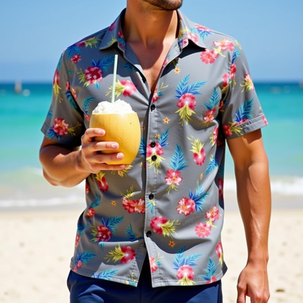 Gray Hawaiian Shirt for a Beach Vacation