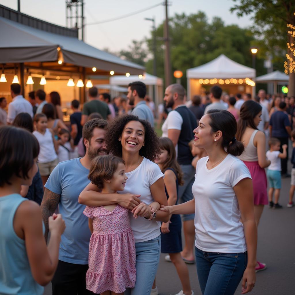 Families enjoying a summer evening concert at Great Neck Plaza