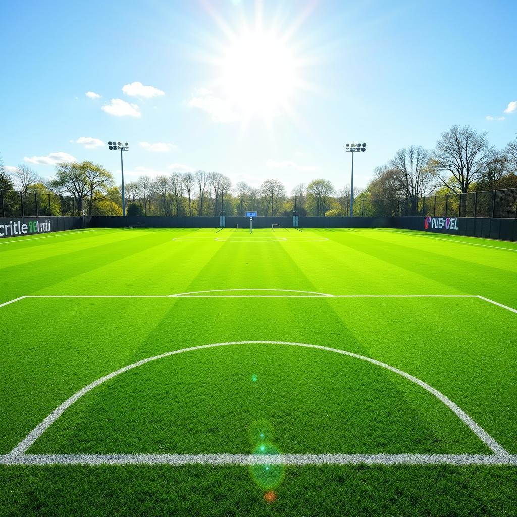 Lush green football field pre-game