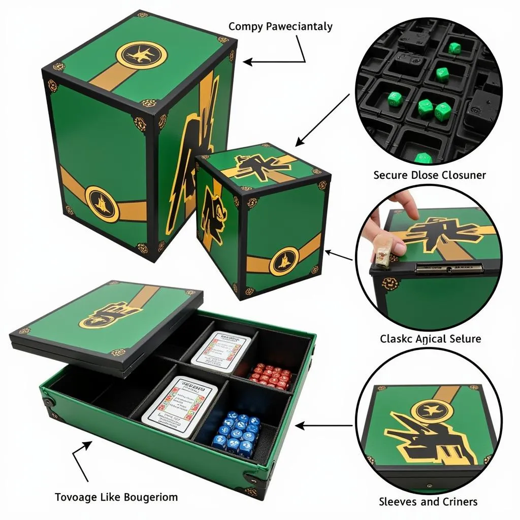 Close-up of Green Ranger deck box features