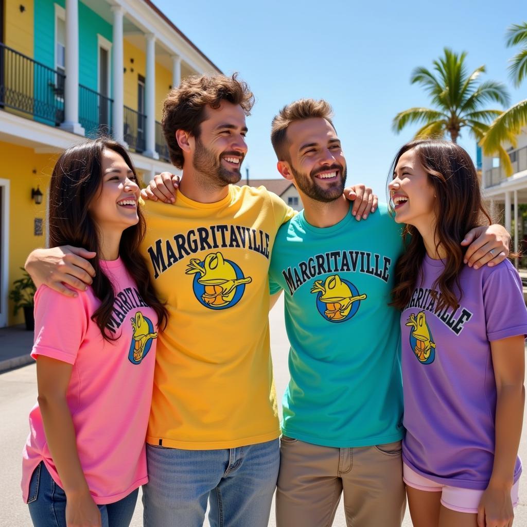 Group of Friends Wearing Margaritaville T-Shirts in Key West