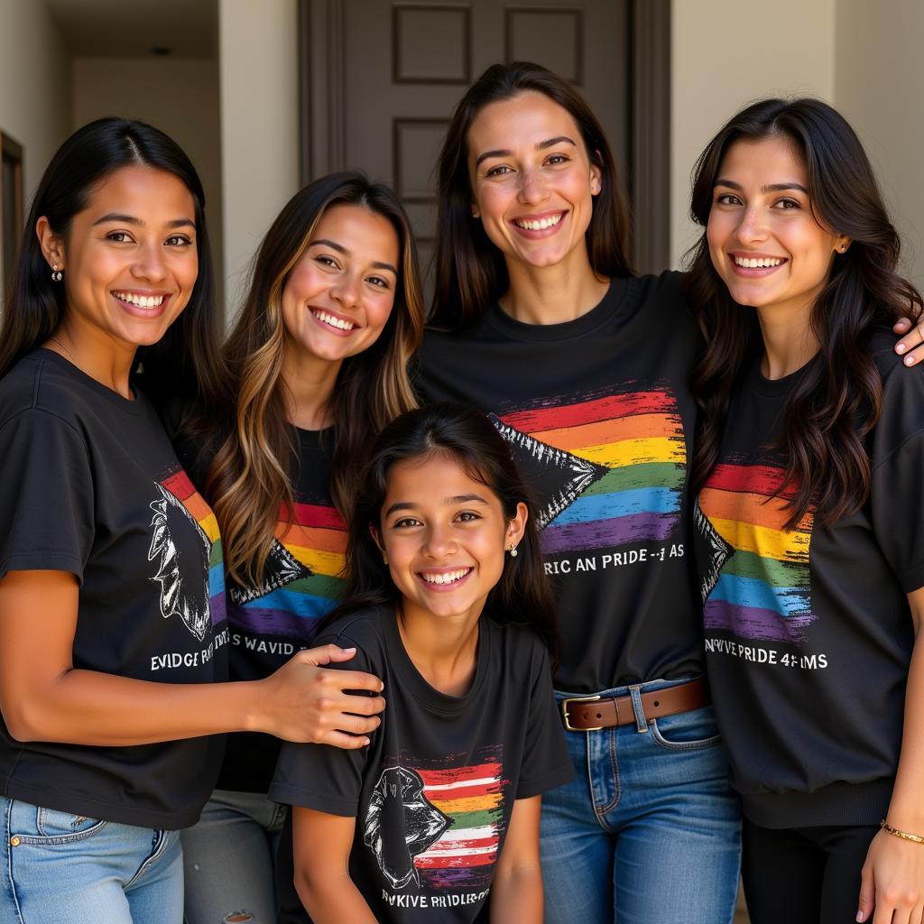 Group of Friends Wearing Native Pride Shirts