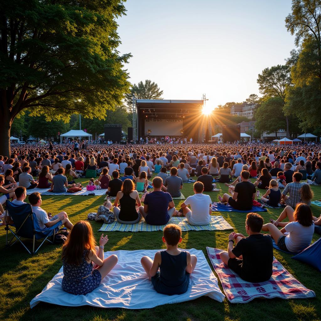 A large crowd enjoying a concert on the Guilford Green