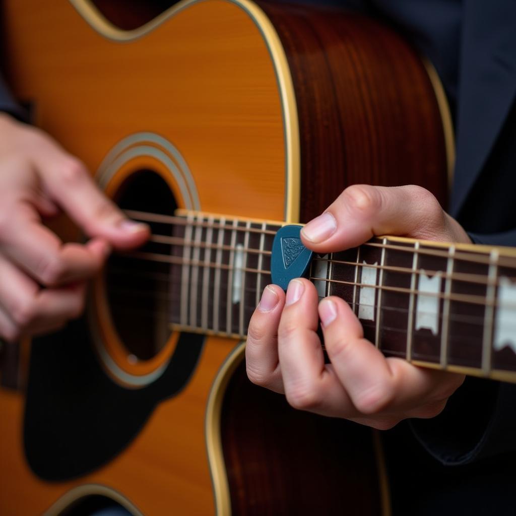 Guitarist Playing with Speed Thumb Pick