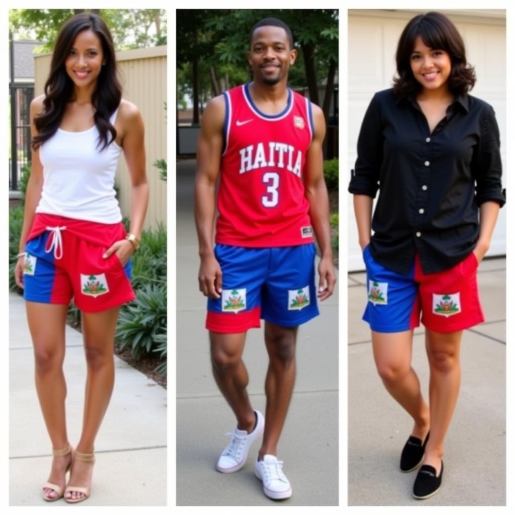 Different ways to style Haitian flag shorts