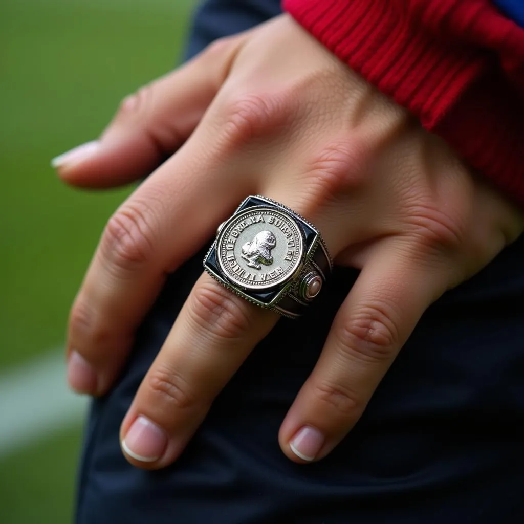 Half Dollar Ring Worn by a Footballer