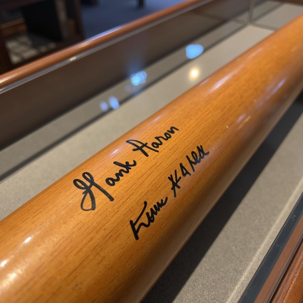 Hank Aaron Autographed Bat in Display Case