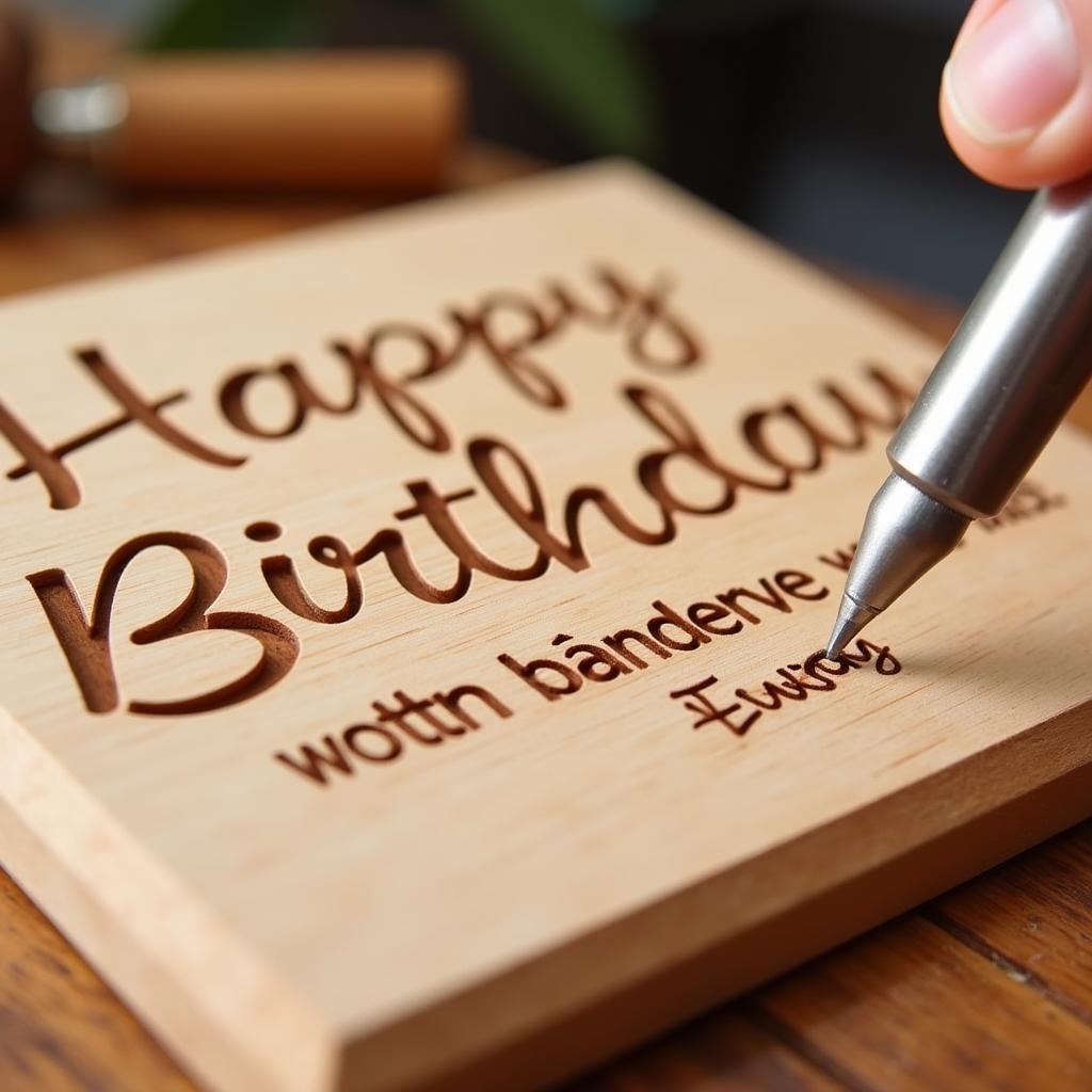 Engraving a happy birthday plaque