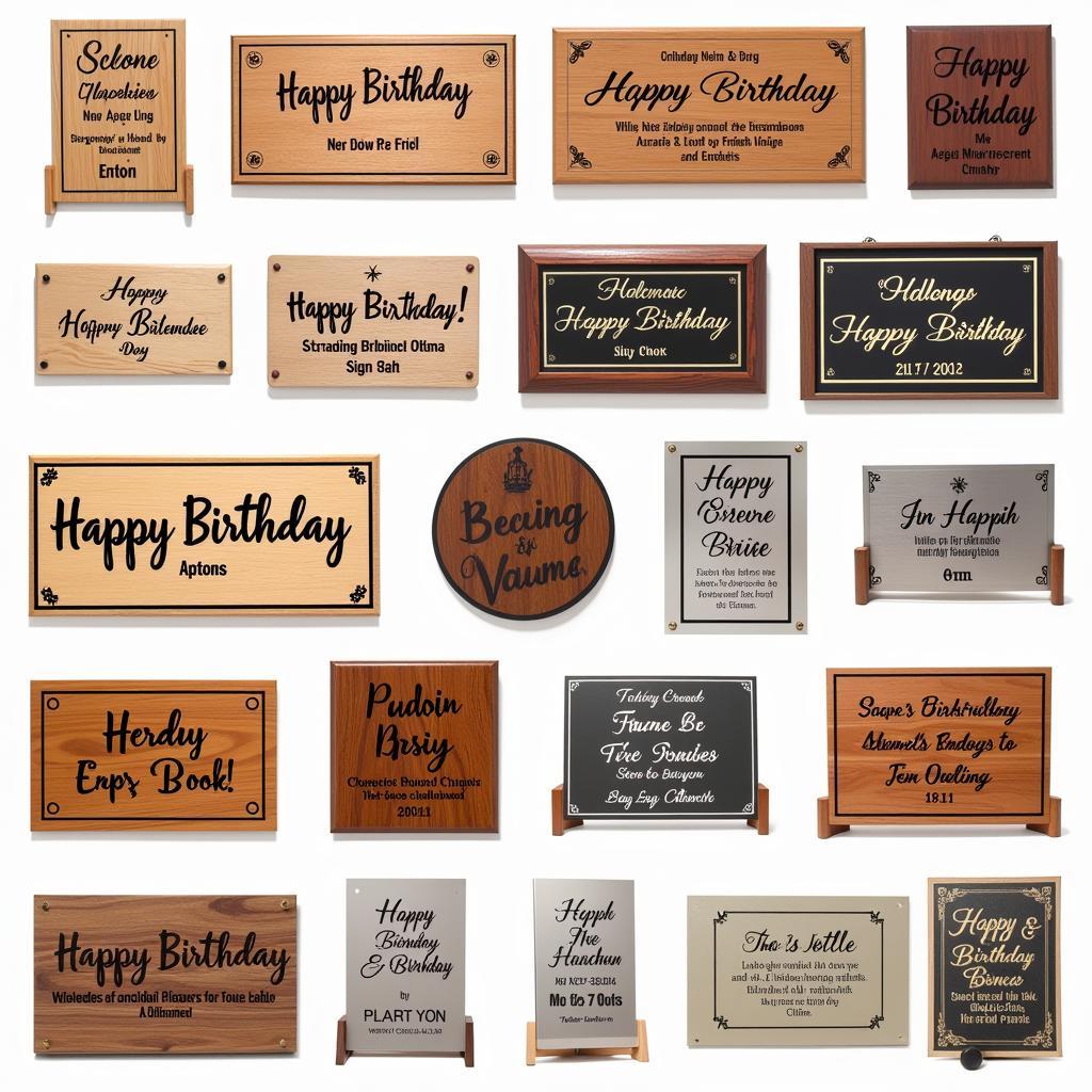 Variety of happy birthday plaques