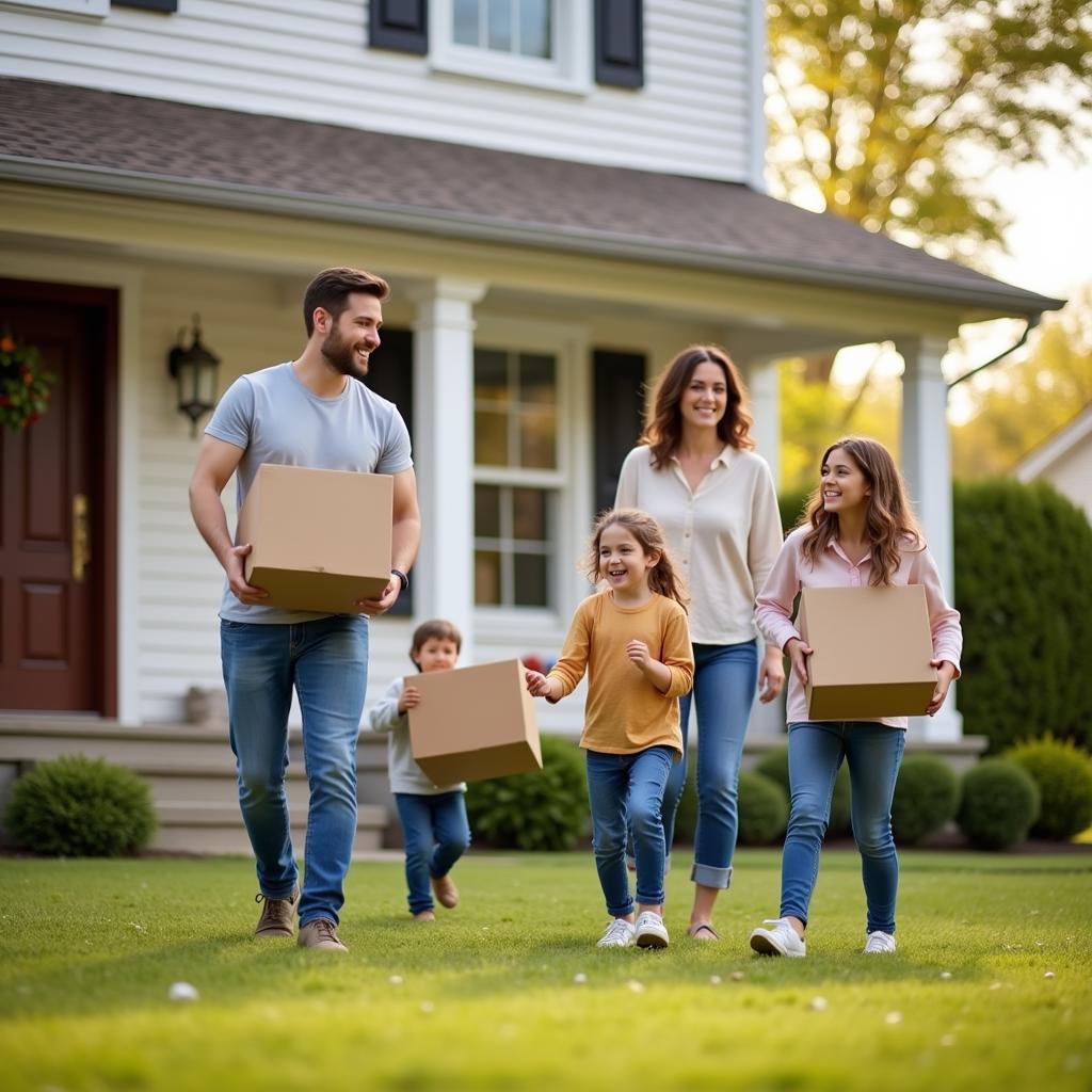 Happy Family Moving into New Home