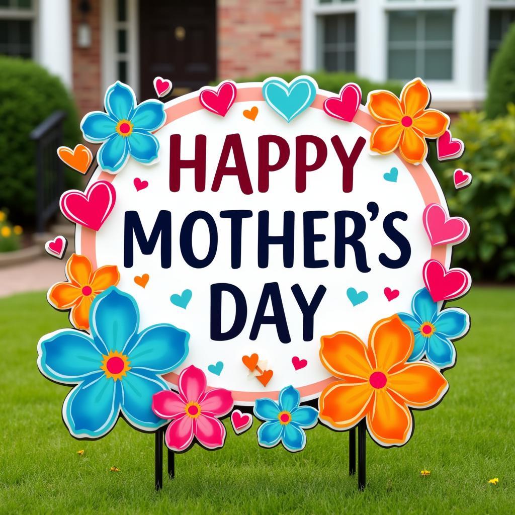 Happy Mother's Day yard sign with colorful flowers