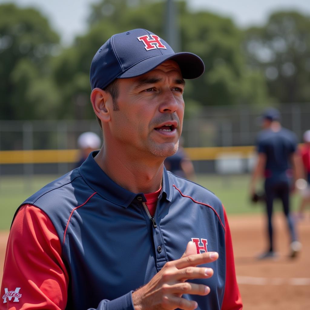 Harris Stowe Softball Coach Giving Instructions