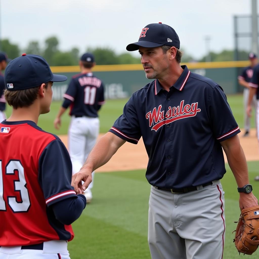 Harrison High Baseball Coach Instructing Players