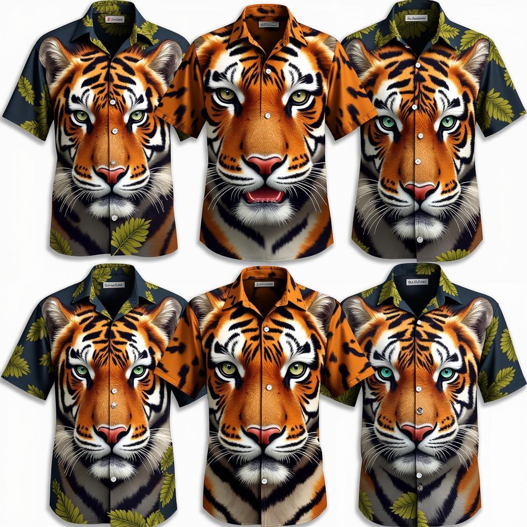 Variety of Tiger Patterns on Hawaiian Shirts